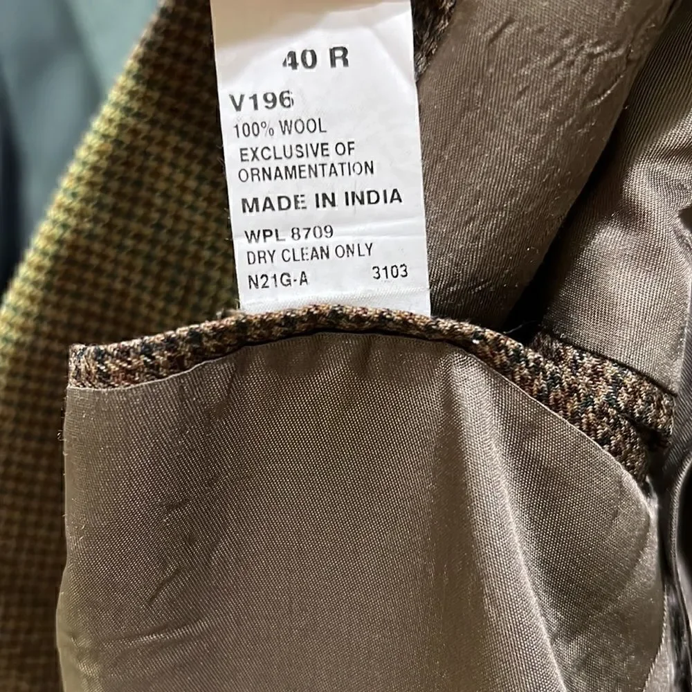 Handsome Nautica Men’s 40R Brown & Grey 100% Wool Sport Coat